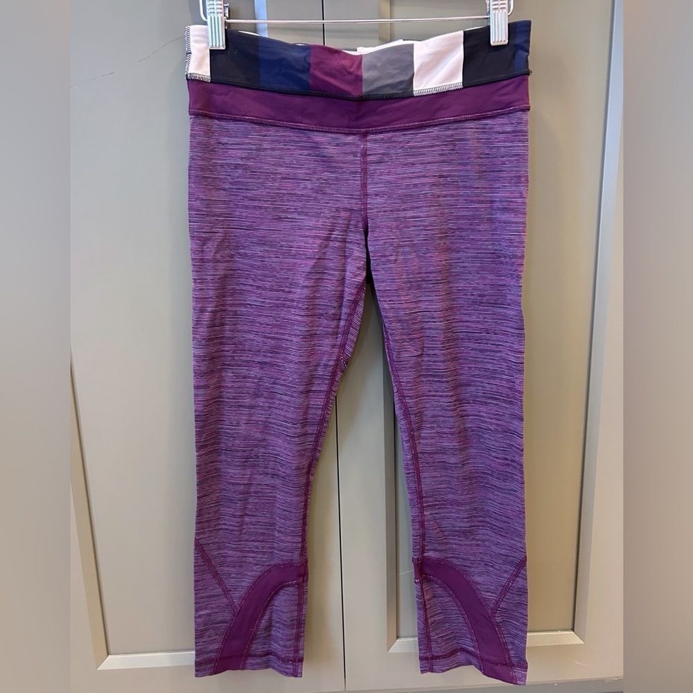 Lululemon Purple Stripe Capri Leggings